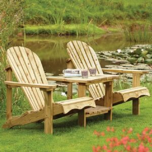 Syresham Wooden Garden Companion Seat In Natural