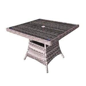 Vernal Glass Top Garden Square Dining Table In Grey