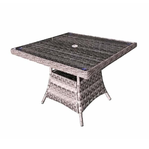 Vernal Glass Top Garden Square Dining Table In Grey