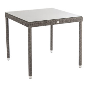 Monx Glass Top Square Garden Dining Table In Mid Grey