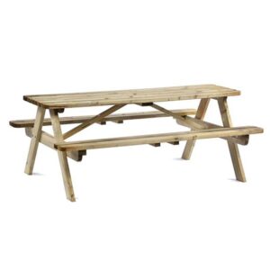 Tallis Wooden Large Picnic Seating Bench In Green Natural