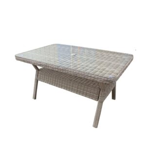Abobo Small Glass Top Garden Rectangular Dining Table In Grey