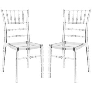 Calhoun Clear Transparent Polycarbonate Side Dining Chairs In Pair