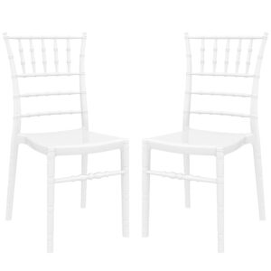 Calhoun Glossy White Polycarbonate Side Dining Chairs In Pair