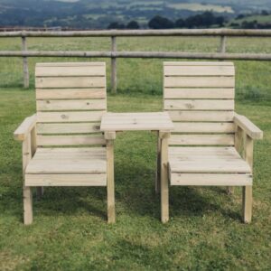 Chatham Wooden Garden Straight Love Seats In Natural
