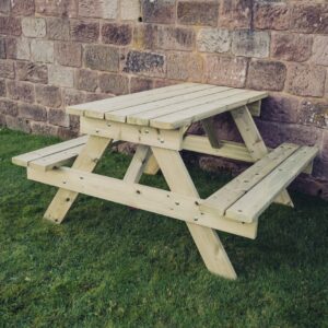 Topeka Small Wooden Picnic Dining Set In Natural