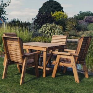 Vail Wooden Garden Square Dining Set With 4 Chairs In Natural