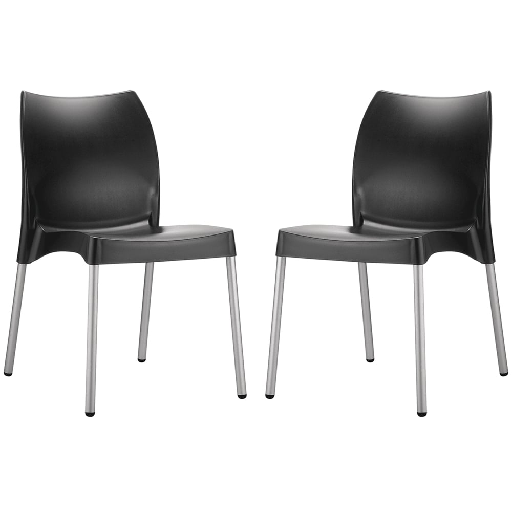 Vienna Black Polypropylene Dining Chairs In Pair