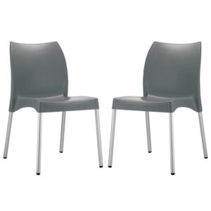 Vienna Dark Grey Polypropylene Dining Chairs In Pair