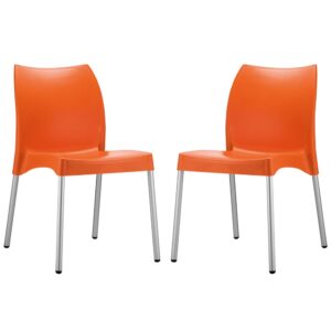 Vienna Orange Polypropylene Dining Chairs In Pair