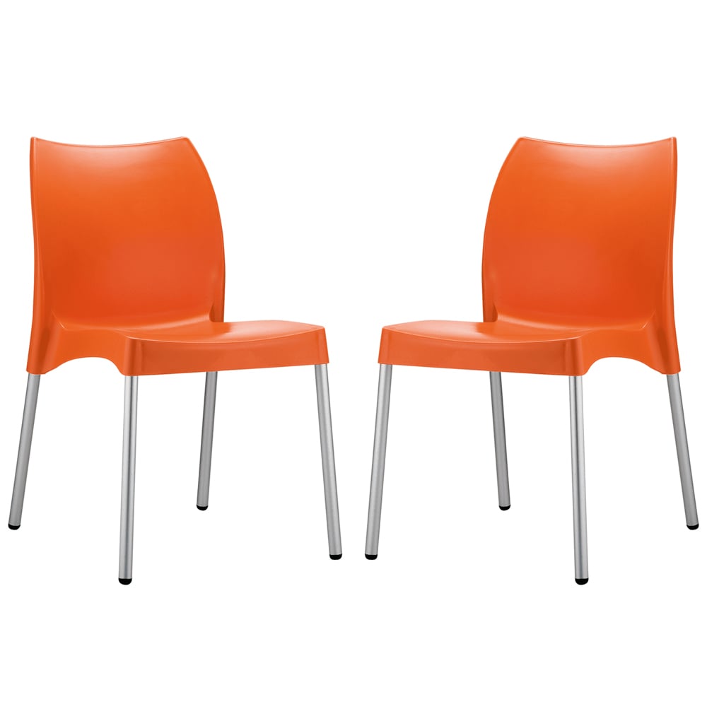 Vienna Orange Polypropylene Dining Chairs In Pair