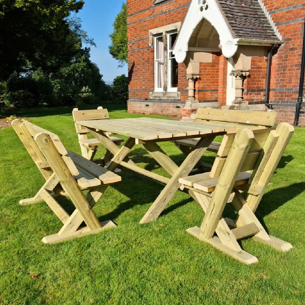 Amersham Wooden Garden 6 Seater Dining Set In Natural