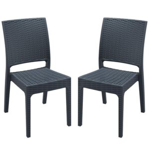 Fishkill Dark Grey Rattan Dining Chairs In Pair