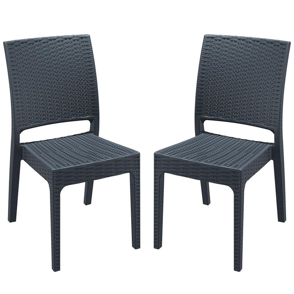 Fishkill Dark Grey Rattan Dining Chairs In Pair