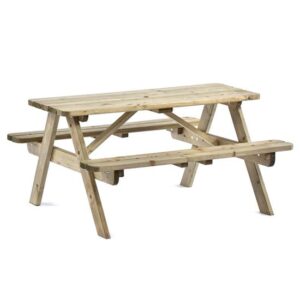 Tallis Wooden Small Picnic Seating Bench In Green Natural