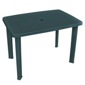 Derik Outdoor Rectangular Plastic Dining Table In Green