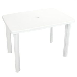 Derik Outdoor Rectangular Plastic Dining Table In White