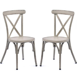Cayuga Vintage White Aluminium Outdoor Side Chairs In Pair