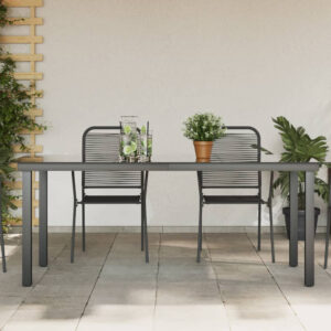 Ankeny Large Glass Top Garden Dining Table In Black