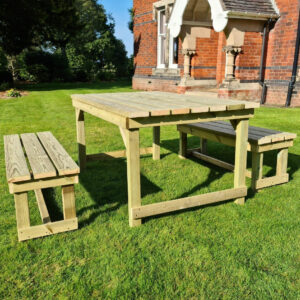 Barkingside Wooden Garden Dining Set With 2 Benches In Natural