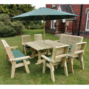 Erog Wooden Square Garden 8 Seater Dining Set In Natural