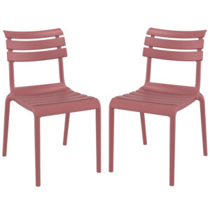 Haslet Marsala Polypropylene Outdoor Side Chairs In Pair
