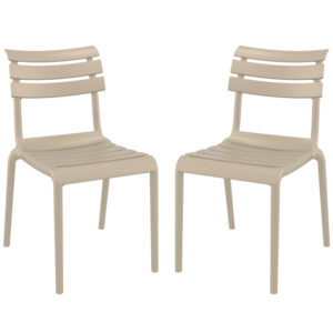 Haslet Taupe Polypropylene Outdoor Side Chairs In Pair