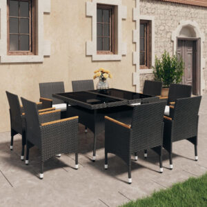 Highbury Poly Rattan 9 Piece Garden Dining Set In Black