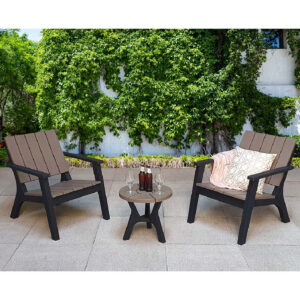 Paramus Plastic Garden Lounge Set In Black And Grey