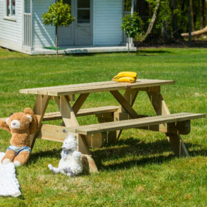 Pelham Small Wooden Garden Picnic Dining Set In Ash Grey