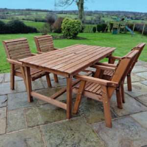 Vail Wooden Garden Dining Set With 4 Chairs In Natural