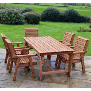 Vail Wooden Garden Dining Set With 5 Chairs In Natural