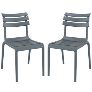 Haslet Dark Grey Polypropylene Outdoor Side Chairs In Pair