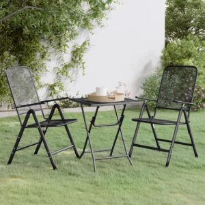 Dania Small Square Metal Mesh 3 Piece Dining Set In Anthracite
