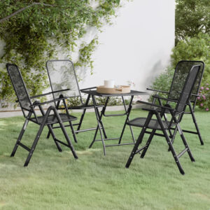 Dania Small Square Metal Mesh 5 Piece Dining Set In Anthracite