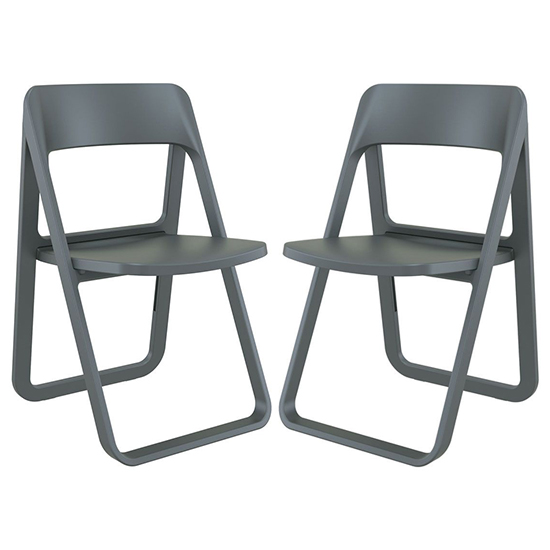 Durham Dark Grey Polypropylene Dining Chairs In Pair