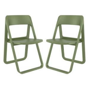 Durham Olive Green Polypropylene Dining Chairs In Pair