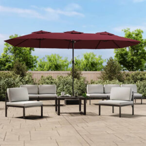 Fremont Double-Head Fabric Parasol In Bordeaux Red