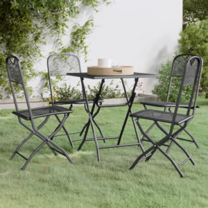 Galax Small Square Metal Mesh 5 Piece Dining Set In Anthracite