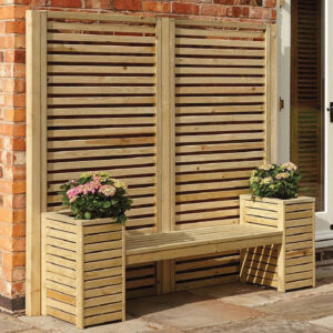 Grato Wooden Garden Seat Set With Planter In Natural
