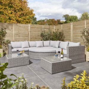 Majestic Rattan Corner Outdoor Multi-Function Lounge Set in Light Grey