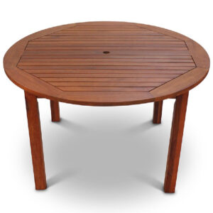 Marfa Wooden Outdoor Round Dining Table In Natural
