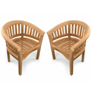 Prattville Teak Wooden Outdoor Arm Chairs In Pair