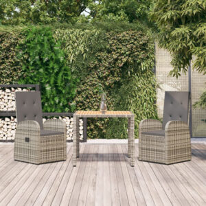 Sitka Poly Rattan 3 Piece Garden Dining Set In Grey