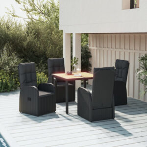 Sitka Poly Rattan 5 Piece Garden Dining Set In Black