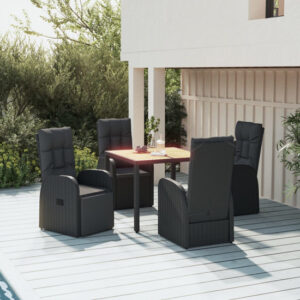 Sitka Rattan 5 Piece Garden Dining Set With Footrests In Black