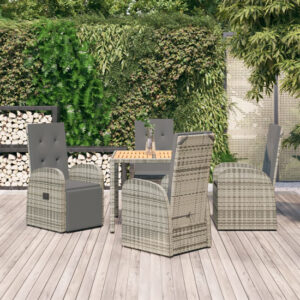 Sitka Rattan 5 Piece Garden Dining Set With Footrests In Grey