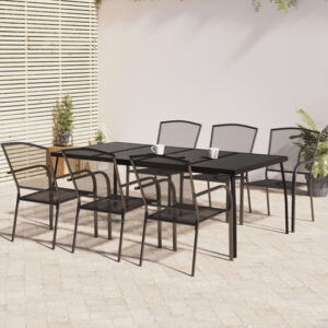 Vino Large Steel 7 Piece Garden Dining Set In Anthracite