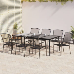 Vino Large Steel 9 Piece Garden Dining Set In Anthracite