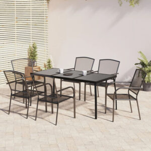 Vino Medium Steel 7 Piece Garden Dining Set In Anthracite